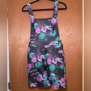Blackmilk Dragon Bouquet Short Pocket Overalls S Small NWT